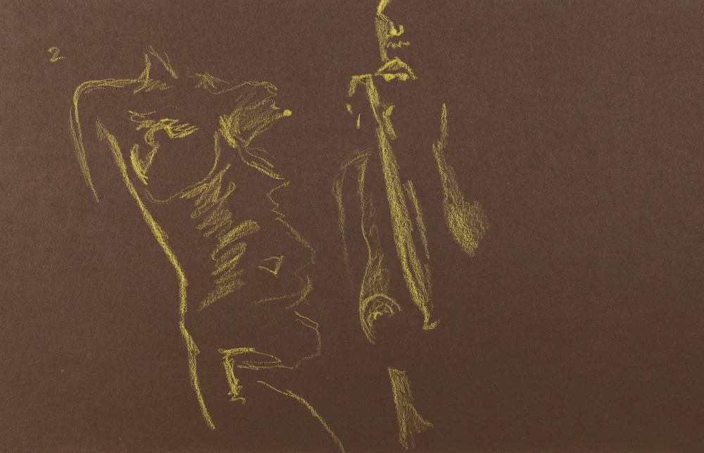 Gesture sheet, 2 poses by Riley Adamson