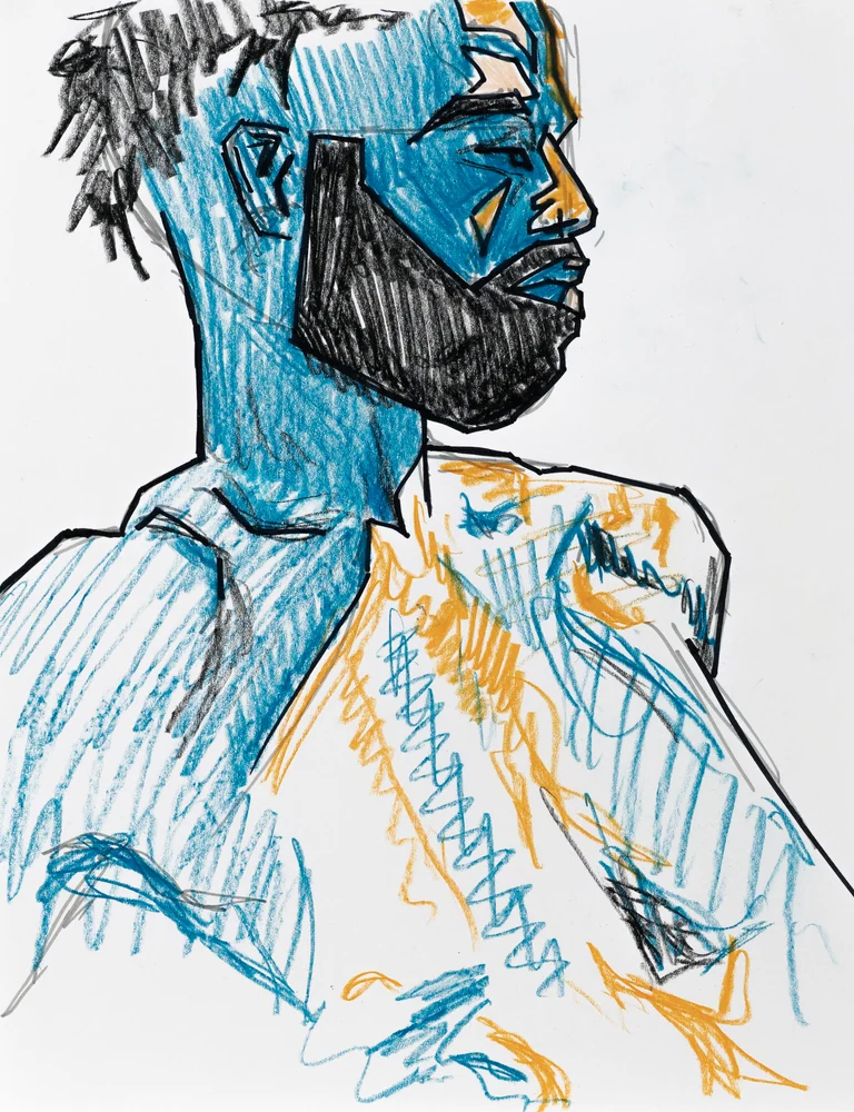 Seated figure, front view by Riley Adamson