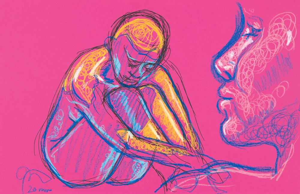Seated figure, side view by Riley Adamson