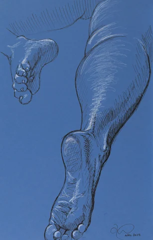 Lying-prone figure, from-below view by Riley Adamson