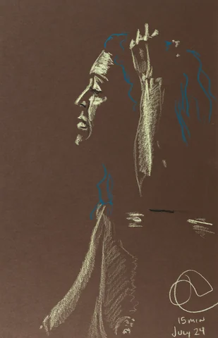 Seated figure, side view