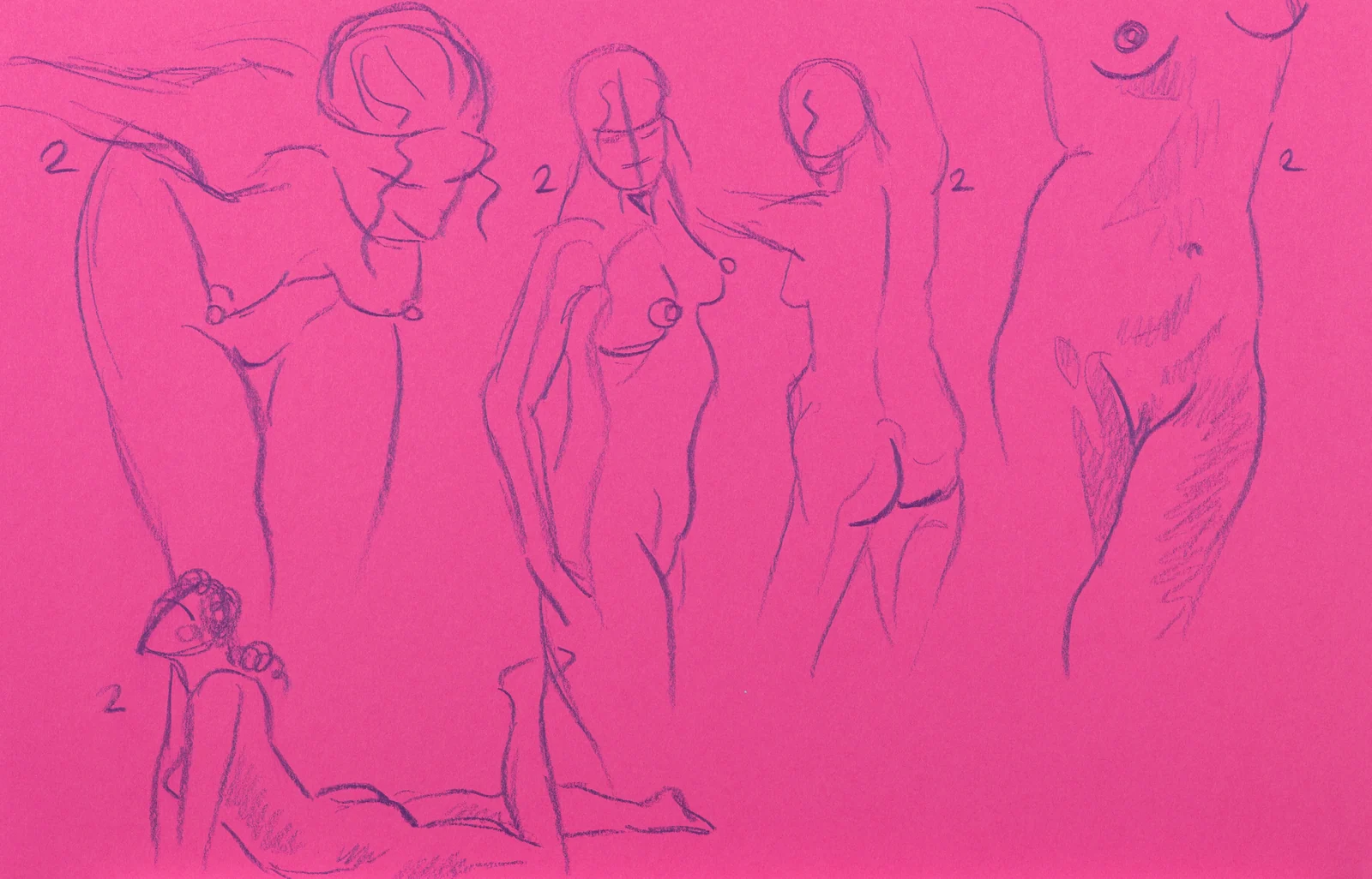 Gesture sheet, 6 poses by Riley Adamson
