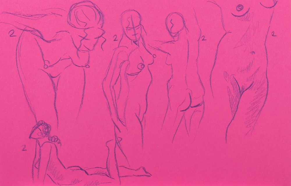 Gesture sheet, 6 poses by Riley Adamson