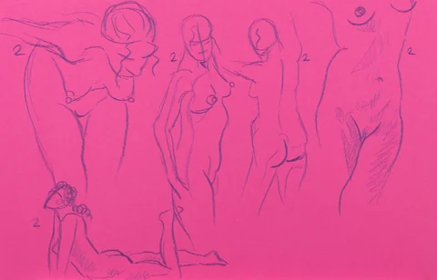 Gesture sheet, 6 poses by Riley Adamson