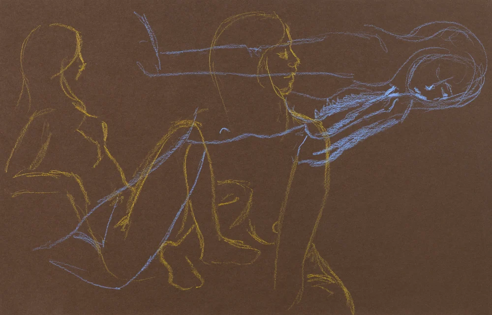 Gesture sheet, 3 poses by Riley Adamson