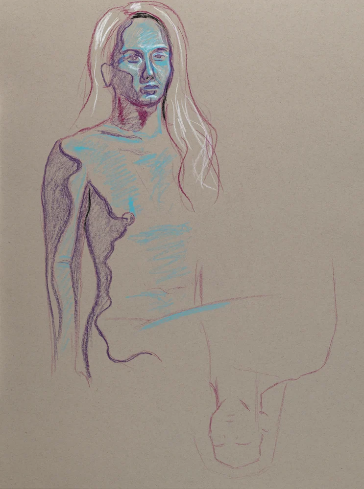 Seated figure, front view by Riley Adamson