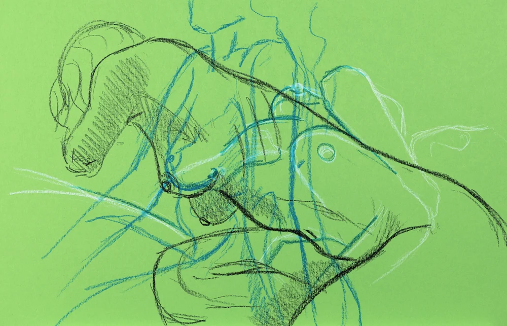 Gesture sheet, 4 poses by Riley Adamson