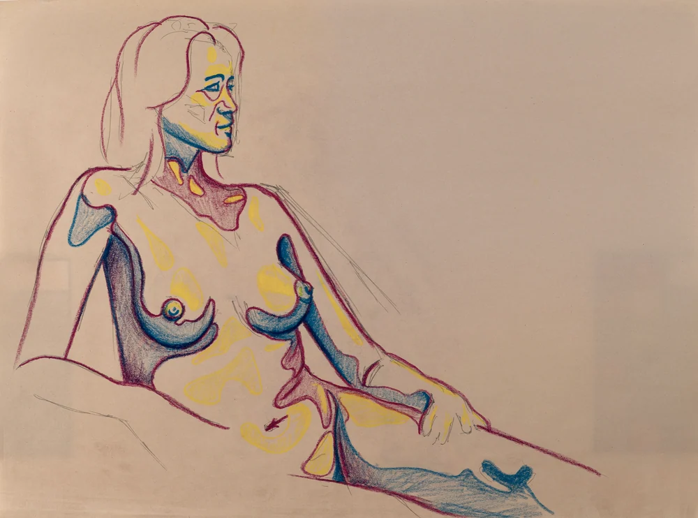Seated figure, front view by Riley Adamson