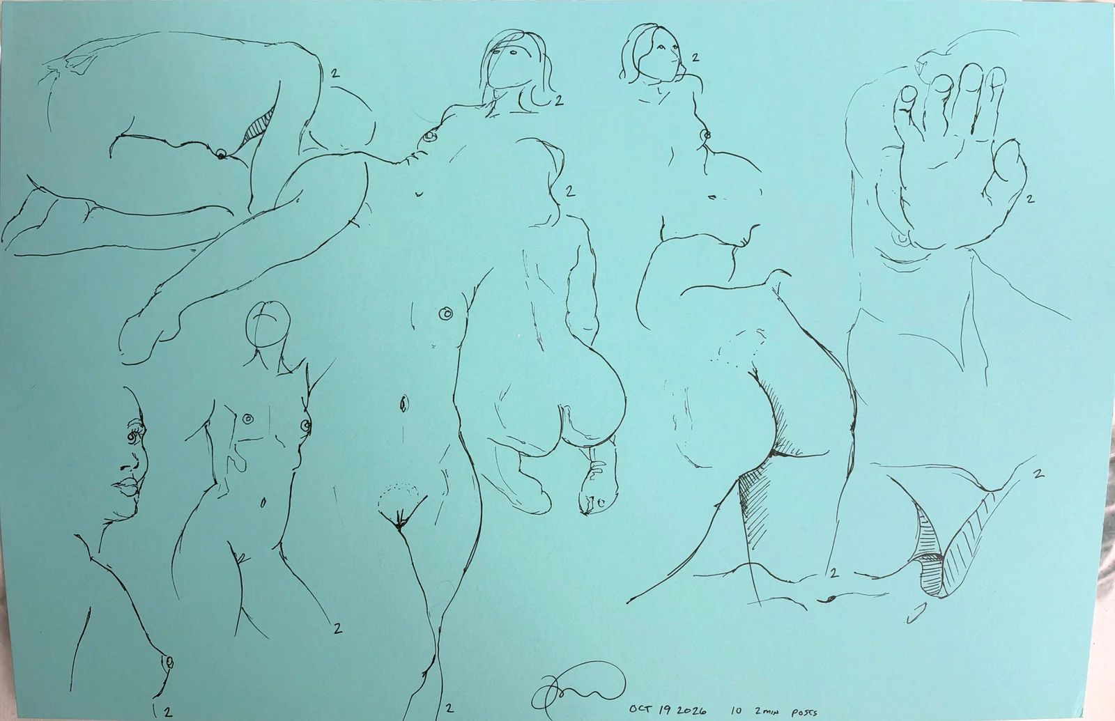 Gesture sheet, 10 poses by Riley Adamson