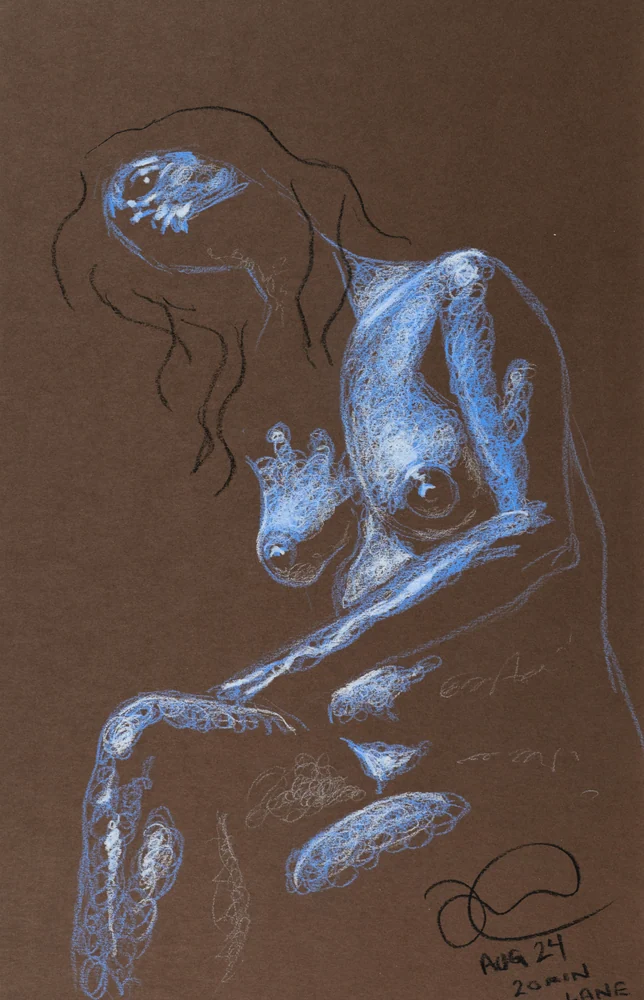 Seated figure, side view by Riley Adamson