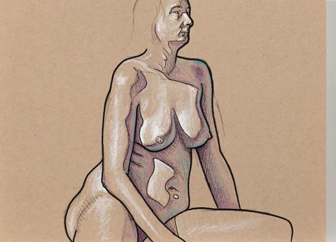 Seated figure, front view by Riley Adamson
