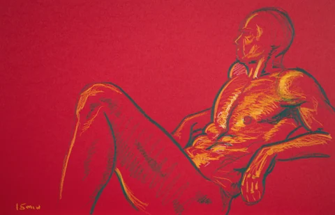 Seated figure, side view by Riley Adamson