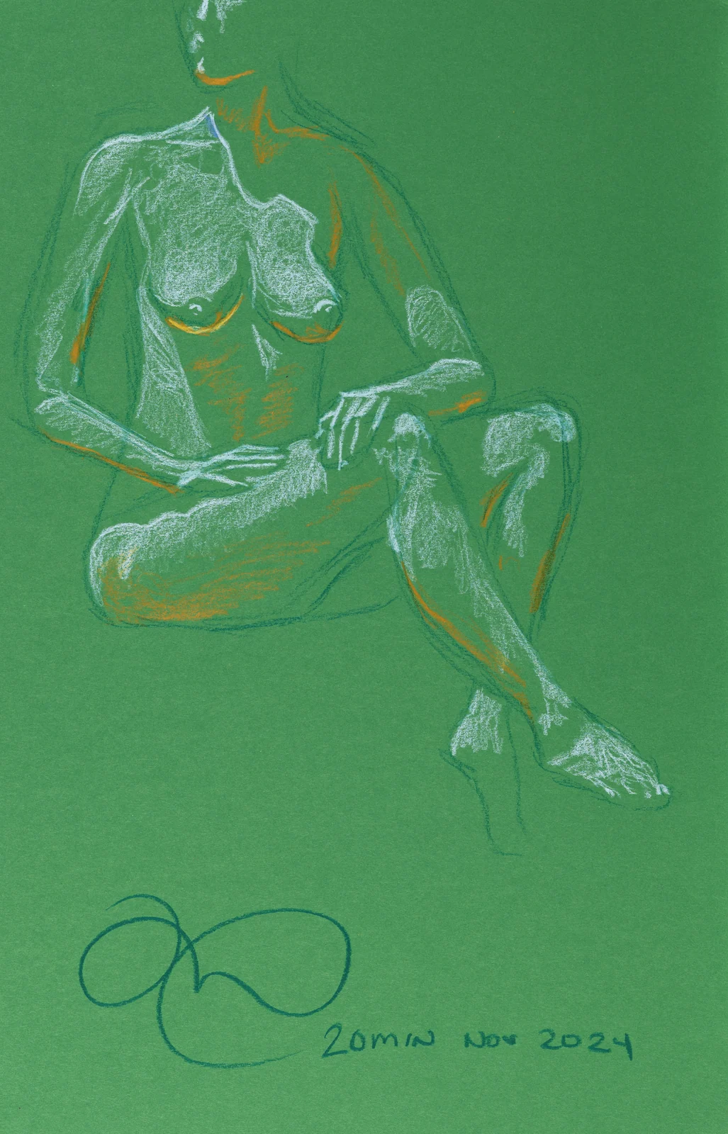 Seated figure, front view by Riley Adamson
