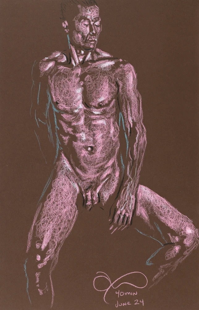 Seated figure, front view by Riley Adamson