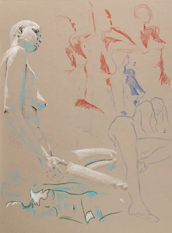 Gesture sheet, 4 poses by Riley Adamson