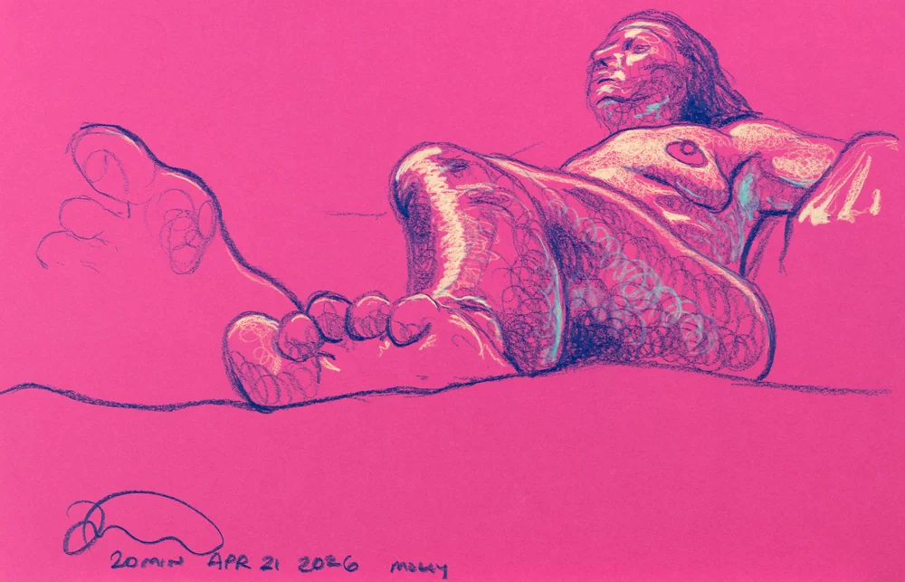 Seated figure, from-below view by Riley Adamson