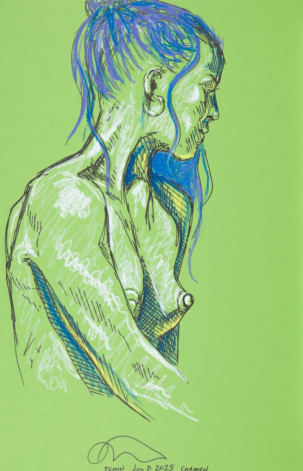 Seated figure, side view by Riley Adamson