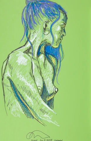 Seated figure, side view by Riley Adamson