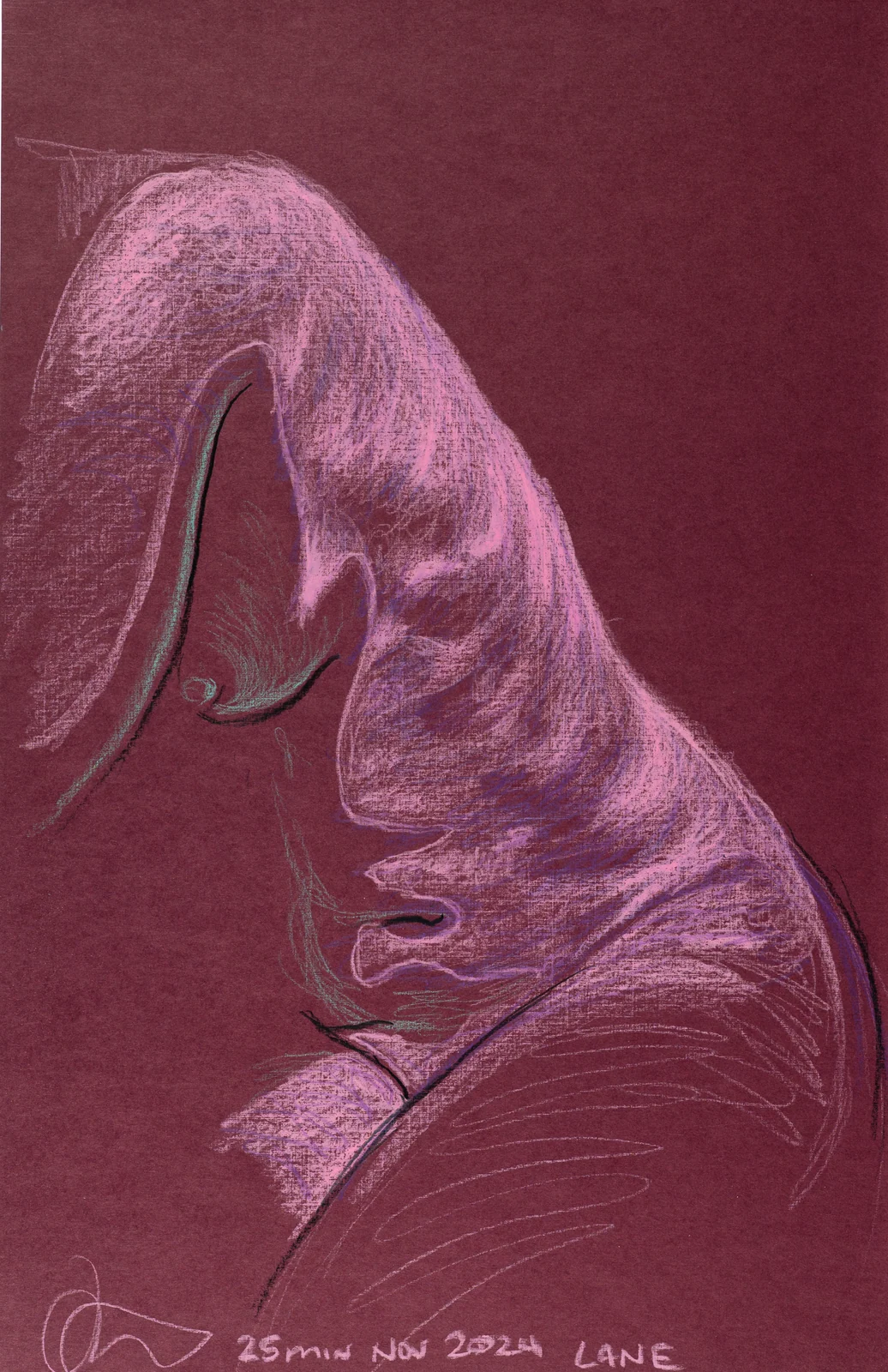 Figure drawing, side view by Riley Adamson