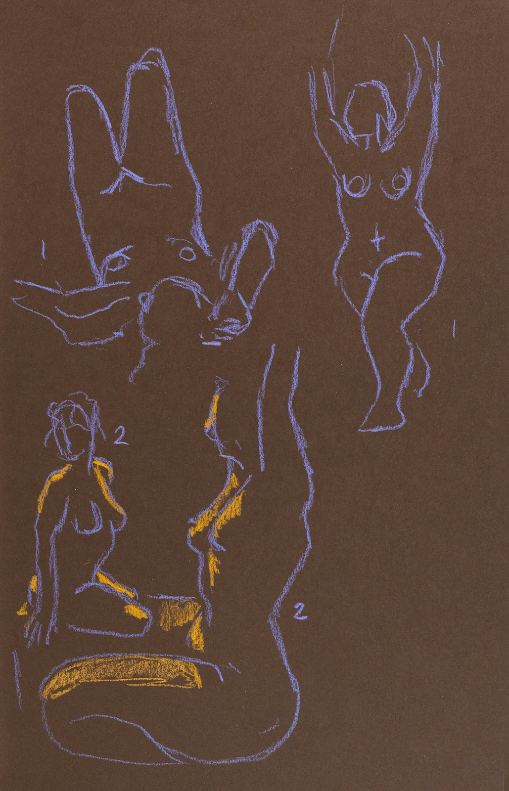 Gesture sheet, 4 poses by Riley Adamson