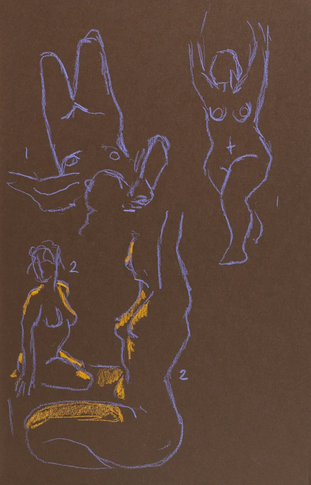 Gesture sheet, 4 poses by Riley Adamson