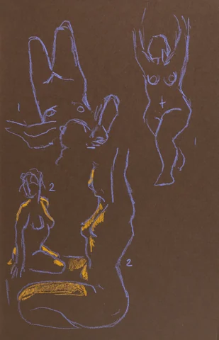 Gesture sheet, 4 poses by Riley Adamson