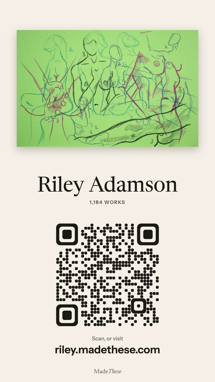 Share card for riley.madethese.com: a QR code in the Clean style