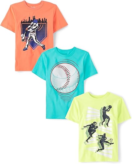 Lot de T-shirts garçon à manches courtes avec motifs sport