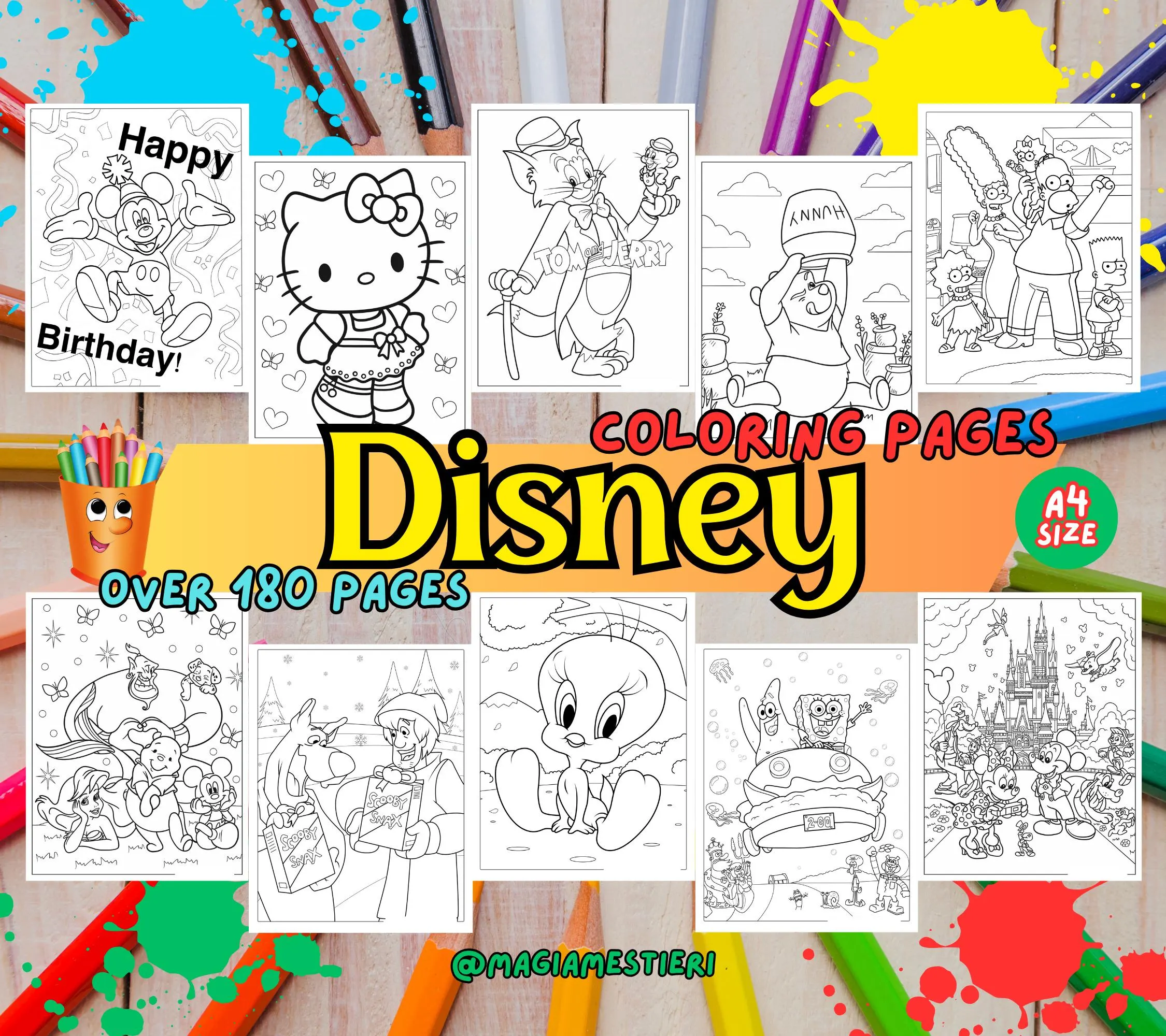 180 Bundle Cartoon Coloring Pages