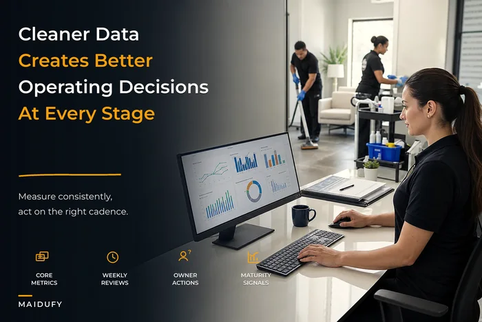 Data maturity for cleaning businesses: metrics, storage patterns and decision cadences owners can adopt