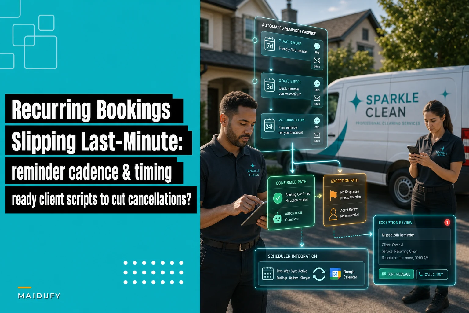 Recurring bookings slipping last minute: an automation-ready reminder cadence and client scripts to cut cancellations