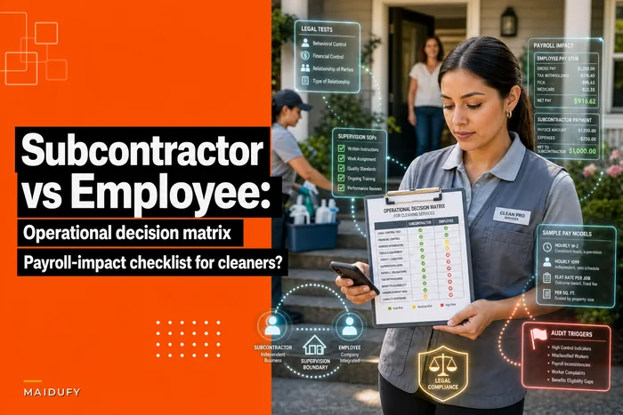 Subcontractor vs employee: an operational decision matrix and payroll-impact checklist for cleaners