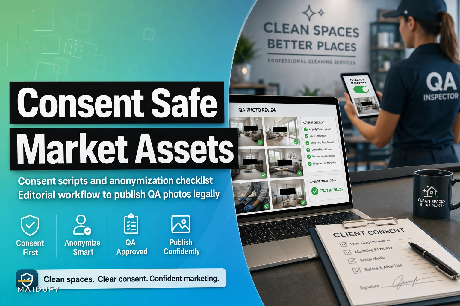 Turn QA into marketing without the legal headache: consent scripts, anonymization and an editorial workflow