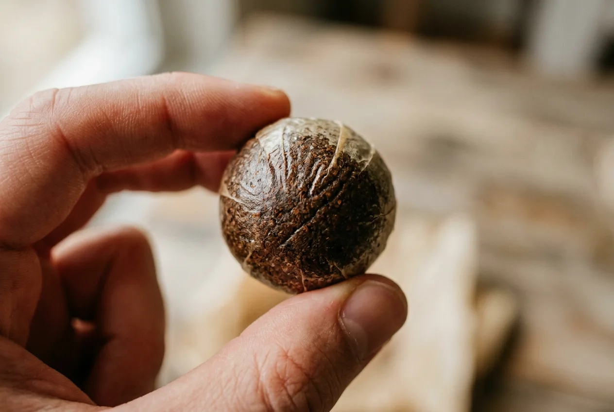 A single pressed CoffeeB coffee ball