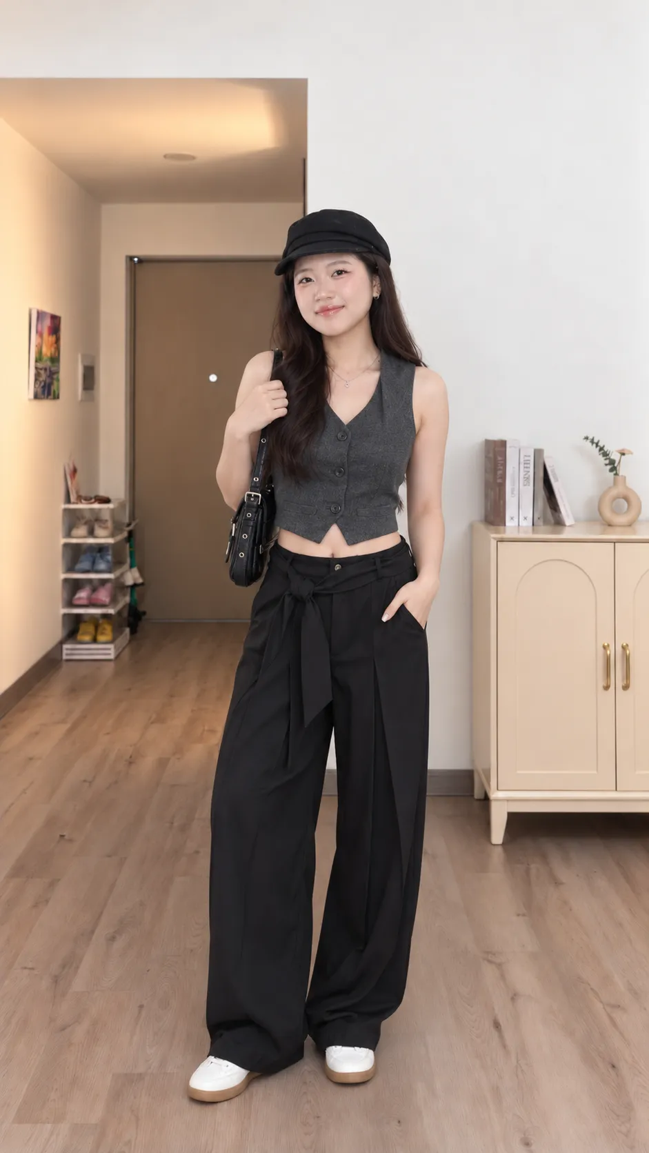 DALLA Áo gile ngắn nhún vai