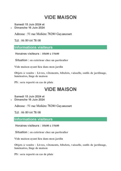 Vide maison chez un particulier – House Clearance · Guyancourt