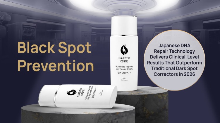 Majestic Day Repair Japanese black spot prevention with DNA repair skincare technology and mineral UV cut for clinical-level dark spot correction