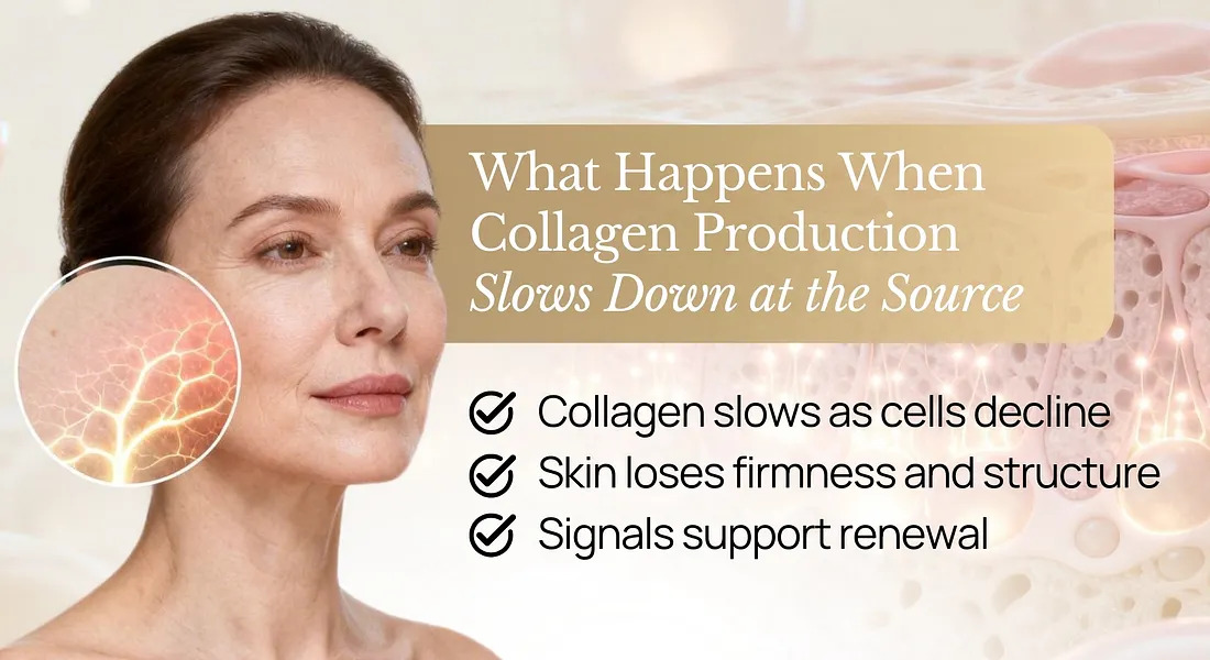 Japanese stem cell technology collagen production serum Majestic Skin showing cellular level fibroblast activation and growth factor delivery