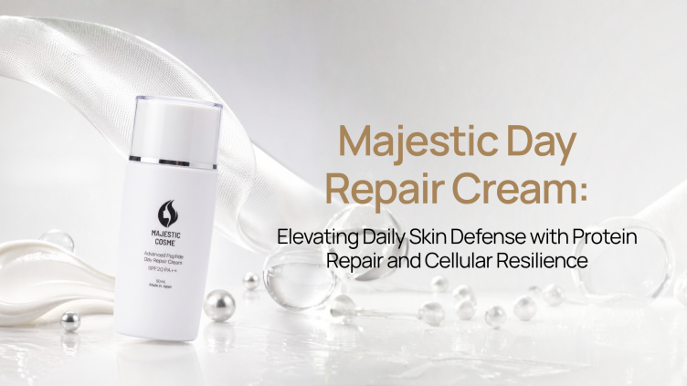 Majestic Day Repair Cream with Human-Type HSP protein repair, ASP Functional Peptide, 3GF growth factor complex EGF FGF IGF, and Mineral Shield for daily cellular resilience