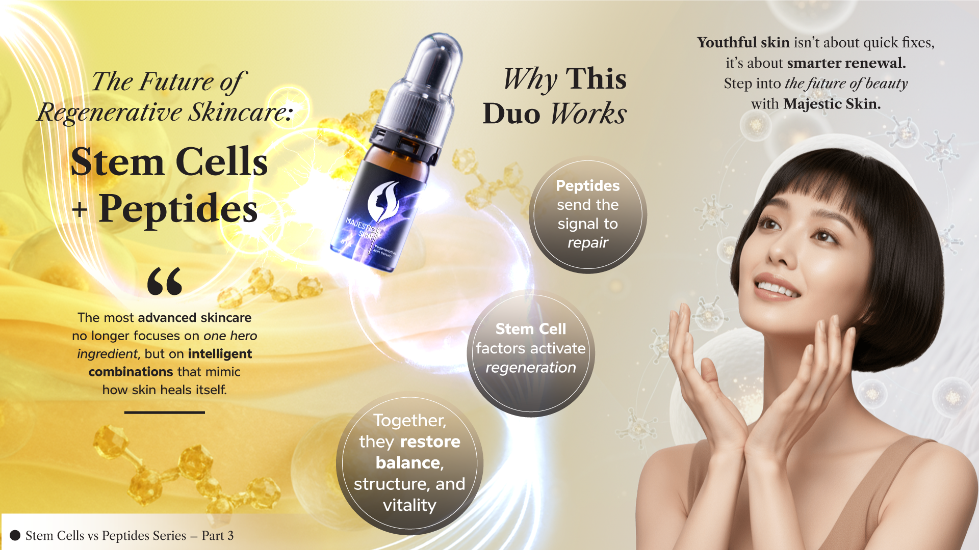 Peptides and stem cell bioactives working synergistically for comprehensive skin regeneration and advanced anti-aging results