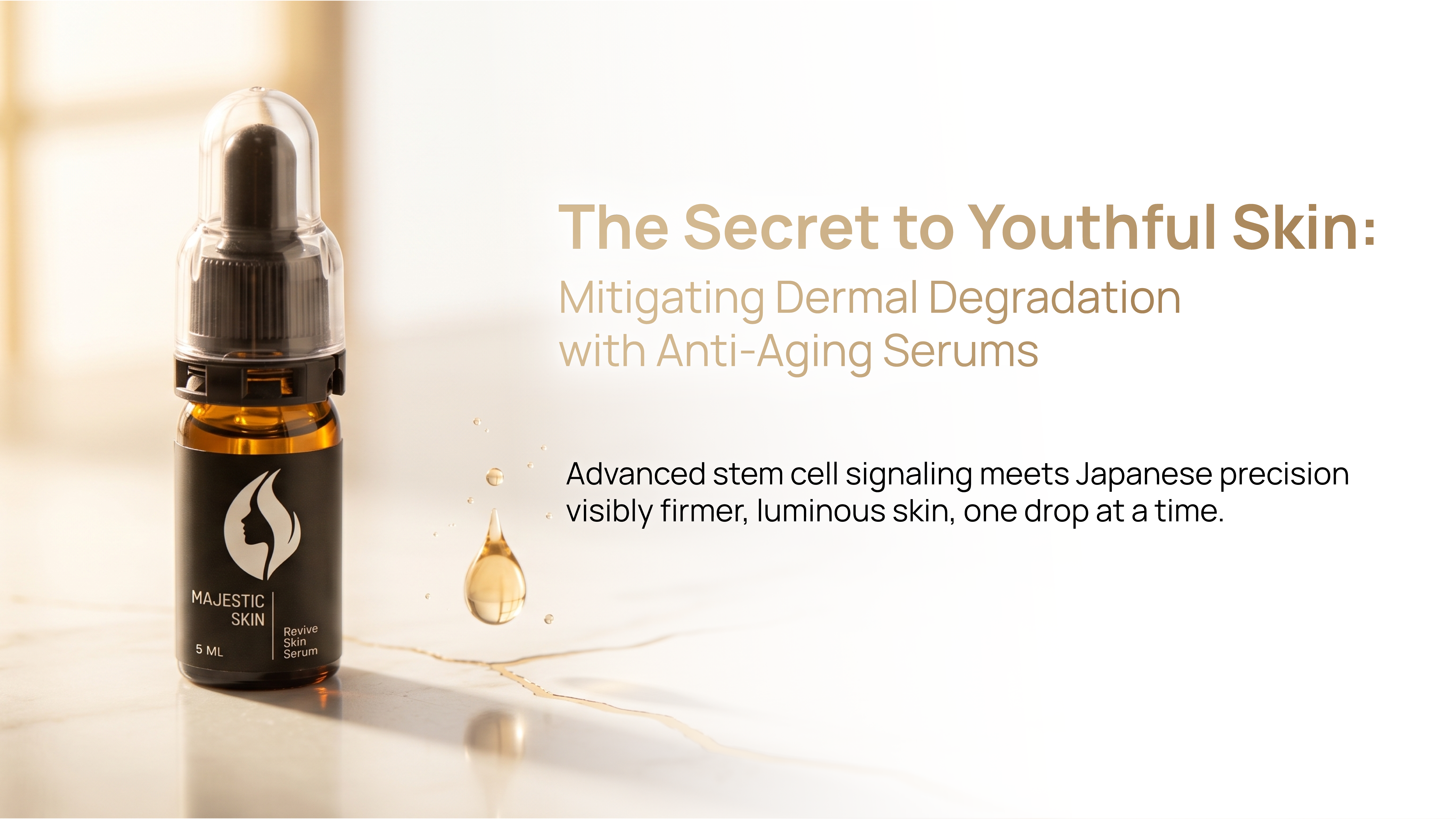 アンチエイジング美容液を手に取る女性