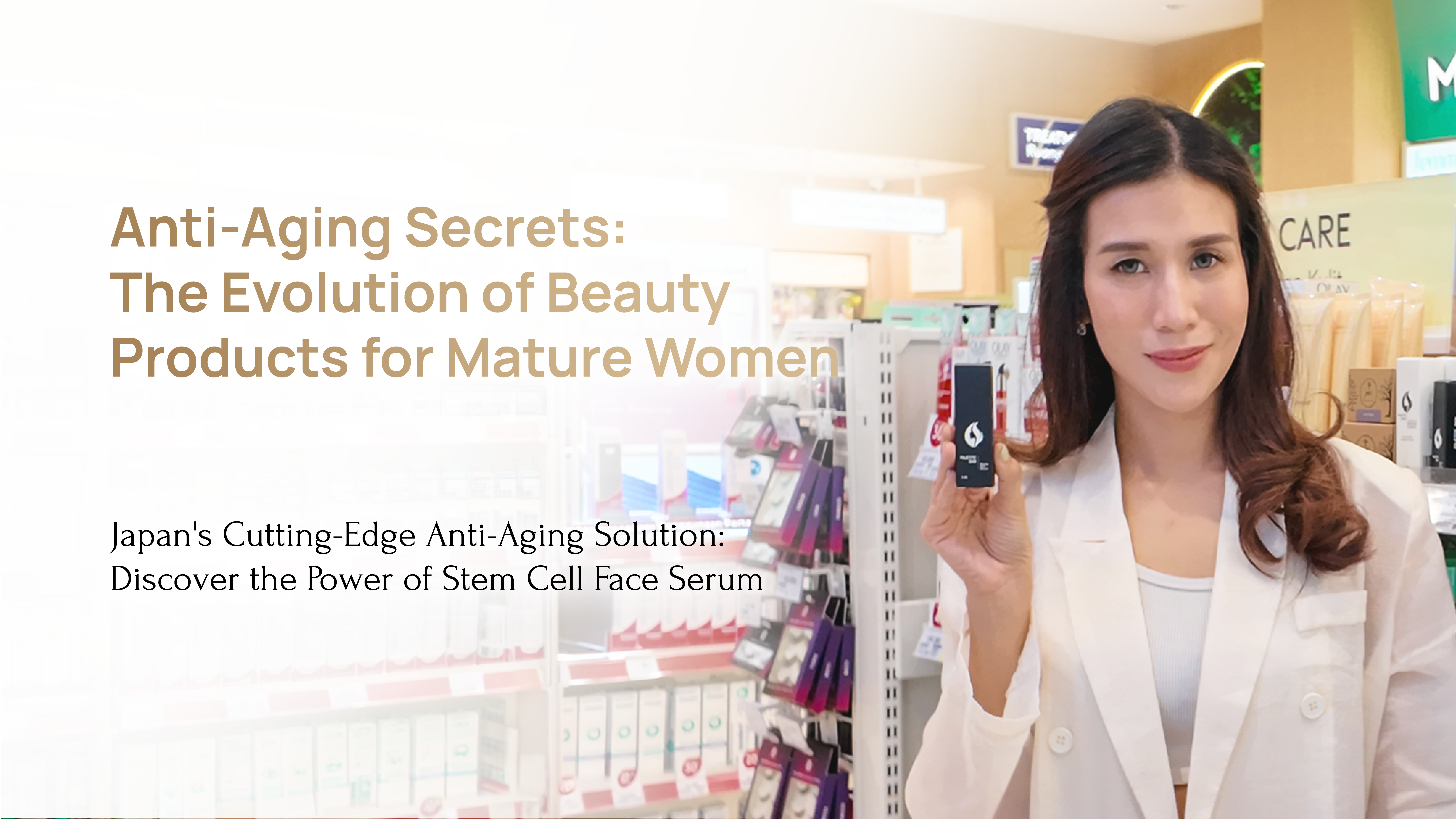 Woman applying Majestic stem cell face serum to her cheek