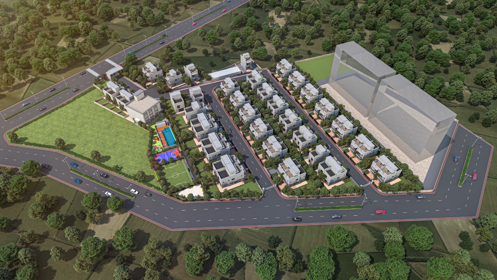 Neco Alpha Officers Ville by Vasupujya Corporation & Magiknest New Launch Near NIBM Road, Pune project view 1 - Official site construction update or visual rendering