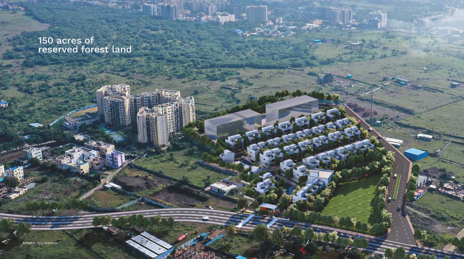 Neco Alpha Officers Ville by Vasupujya Corporation & Magiknest New Launch Near NIBM Road, Pune project view 2 - Official site construction update or visual rendering
