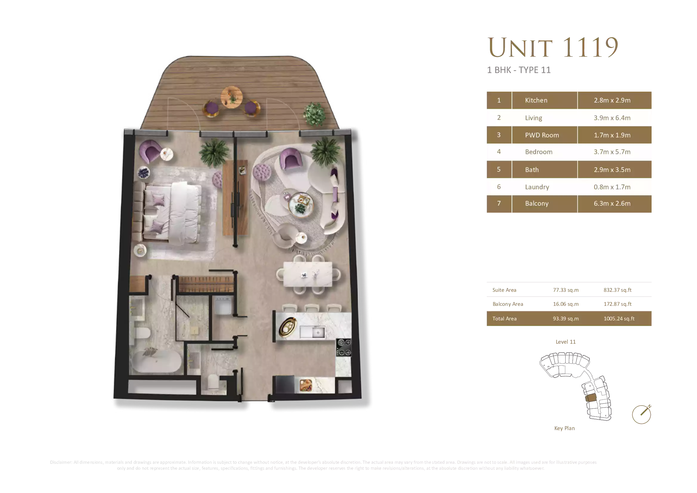 Taj Wellington Mews by BNW Developments Al Marjan Island, Ras Al Khaimah - 3 Bedroom Floor Plan Taj Wellington Mews by BNW Developments Al Marjan Island, Ras Al Khaimah 3 Bedroom configuration floor plan layout showing carpet area of 1,985 sqft