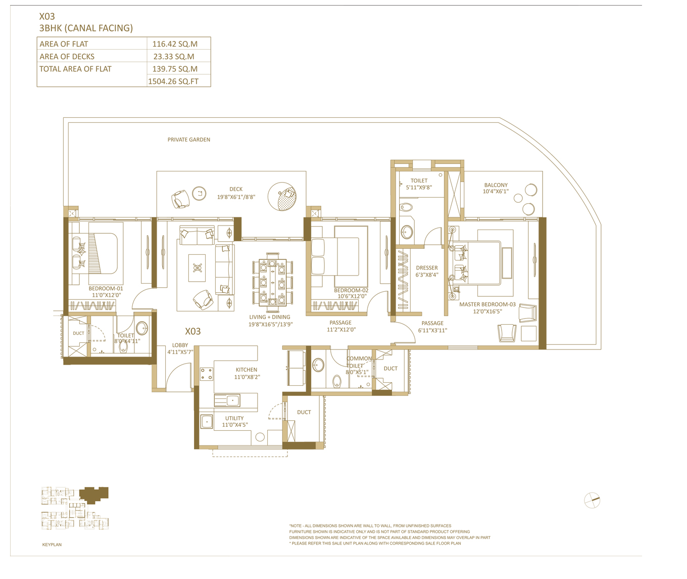 Shapoorji SP Wildernest by Shapoorji Pallonji Group Hadapsar Annexe, Pune - 3 BHK Floor Plan Shapoorji SP Wildernest by Shapoorji Pallonji Group Hadapsar Annexe, Pune 3 BHK configuration floor plan layout showing carpet area of 1400 - 1500 sq.ft.