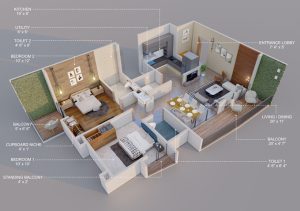 iLife NIBM: Ideal Living Redefined by iLife Homes  Upper NIBM, Pune 2 BHK Luxury Homes configuration floor plan layout showing carpet area of 715 to 757 sq. ft.