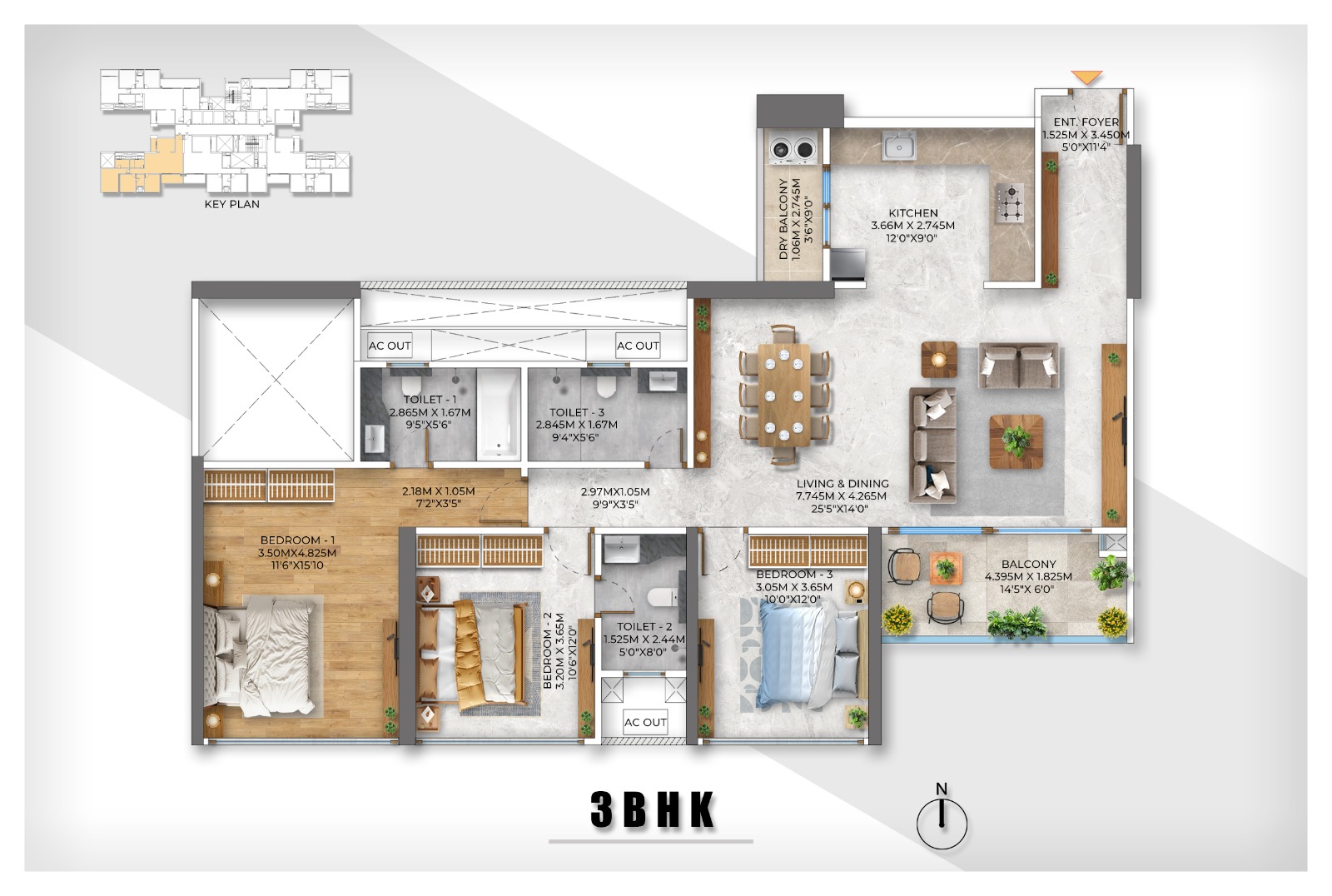 Uni89 by Unique Properties New Launch KP Annex 2 BHK configuration floor plan layout showing carpet area of  850 sq.ft. 