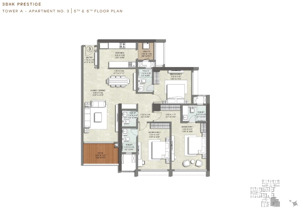 Kalpataru VIAN by Kalpataru  Lokhandwala, Andheri (W) 4 BHK configuration floor plan layout showing carpet area of 2351 Sqft