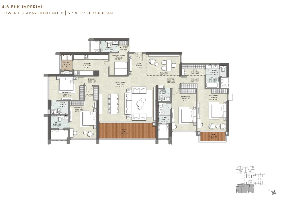 Kalpataru VIAN by Kalpataru  Lokhandwala, Andheri (W) 4.5 BHK configuration floor plan layout showing carpet area of 2688 Sqft